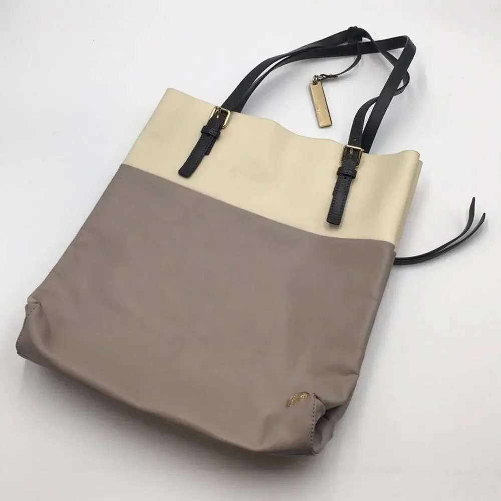 Vince Camuto gray leather tote bag 2 comp+pocket